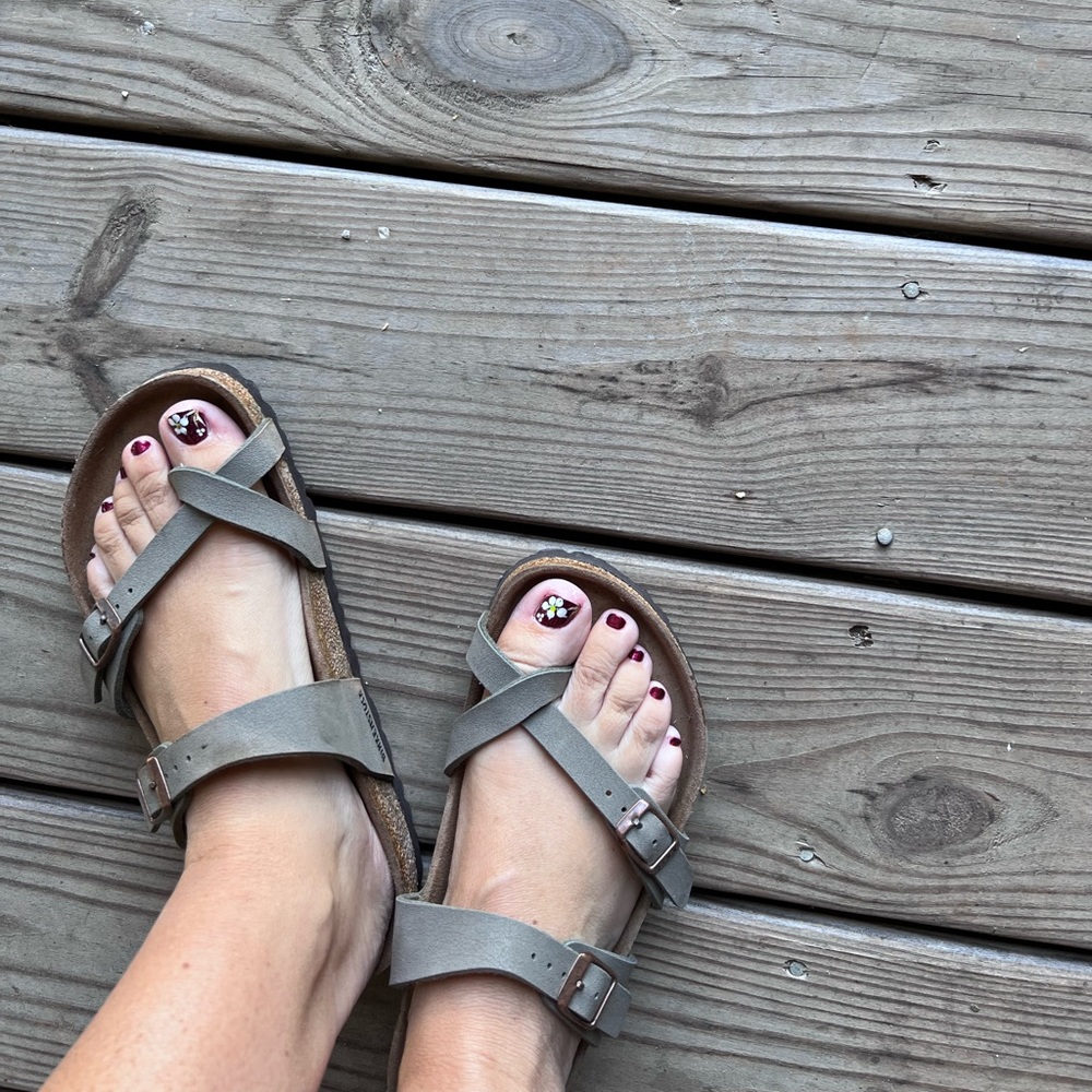 Birkenstock stone color sandals